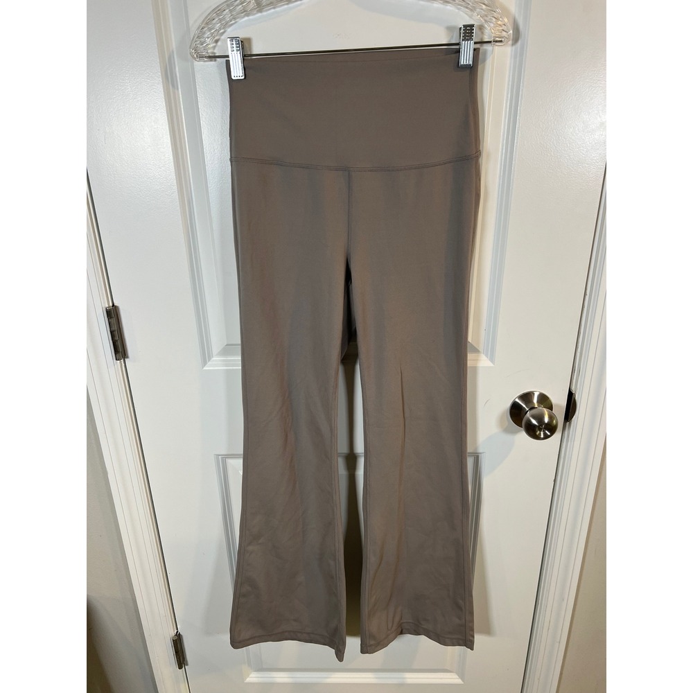 Yogalicious Lux Womens Flare Pants High Waisted Taupe Brown L